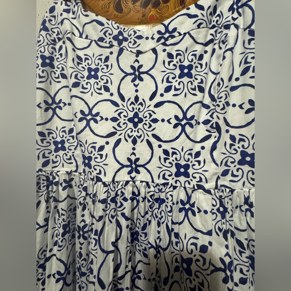 J. Crew factory blue and white Poplin corset midi dress Size 6 - Picture 14 of 14